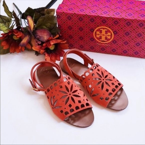 Tory Burch Shoes - Tory Burch May Flat Sandal Lancaster Suede Poppy